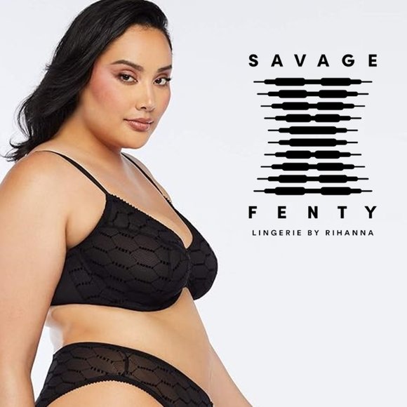 SAVAGE X FENTY Flocked Logo Unlined Bra NEW WITH TAG! - Picture 1 of 11